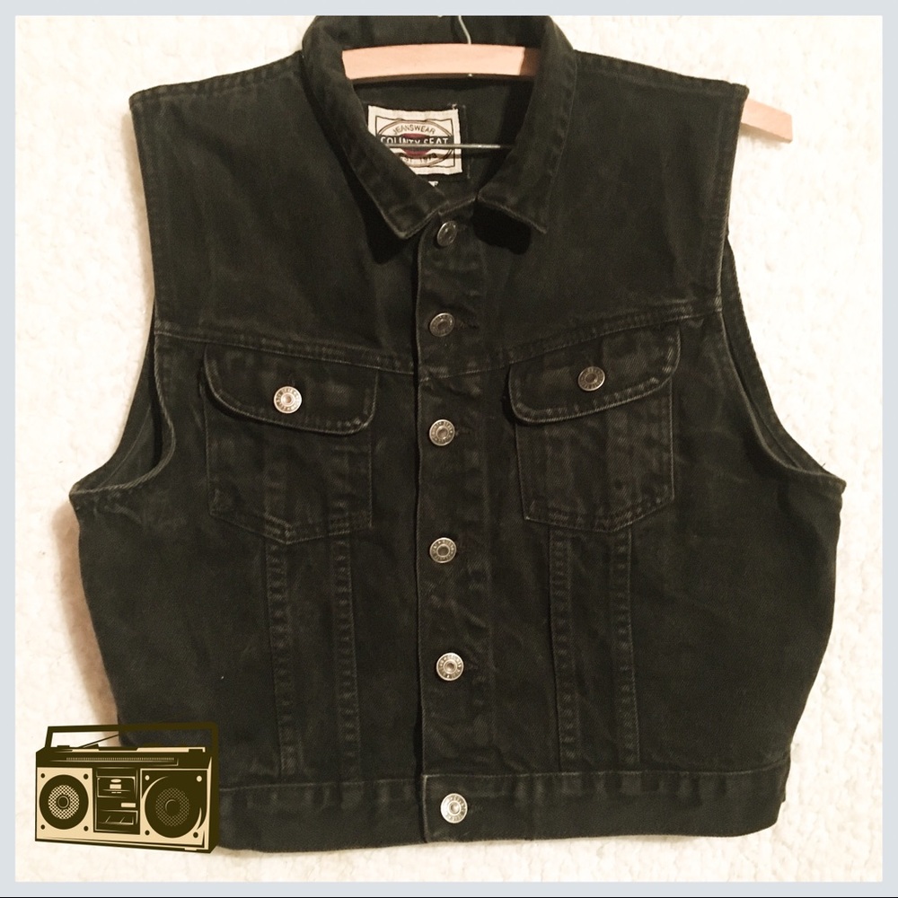 💟 VTG County Seat Black Denim Vest
